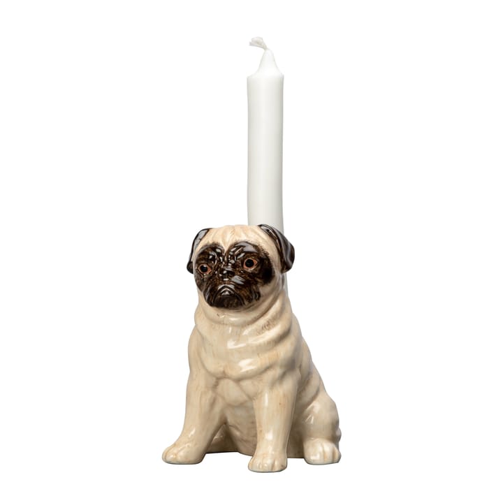 Pug candle sticks 14.5 cm - Beige-brown - Byon