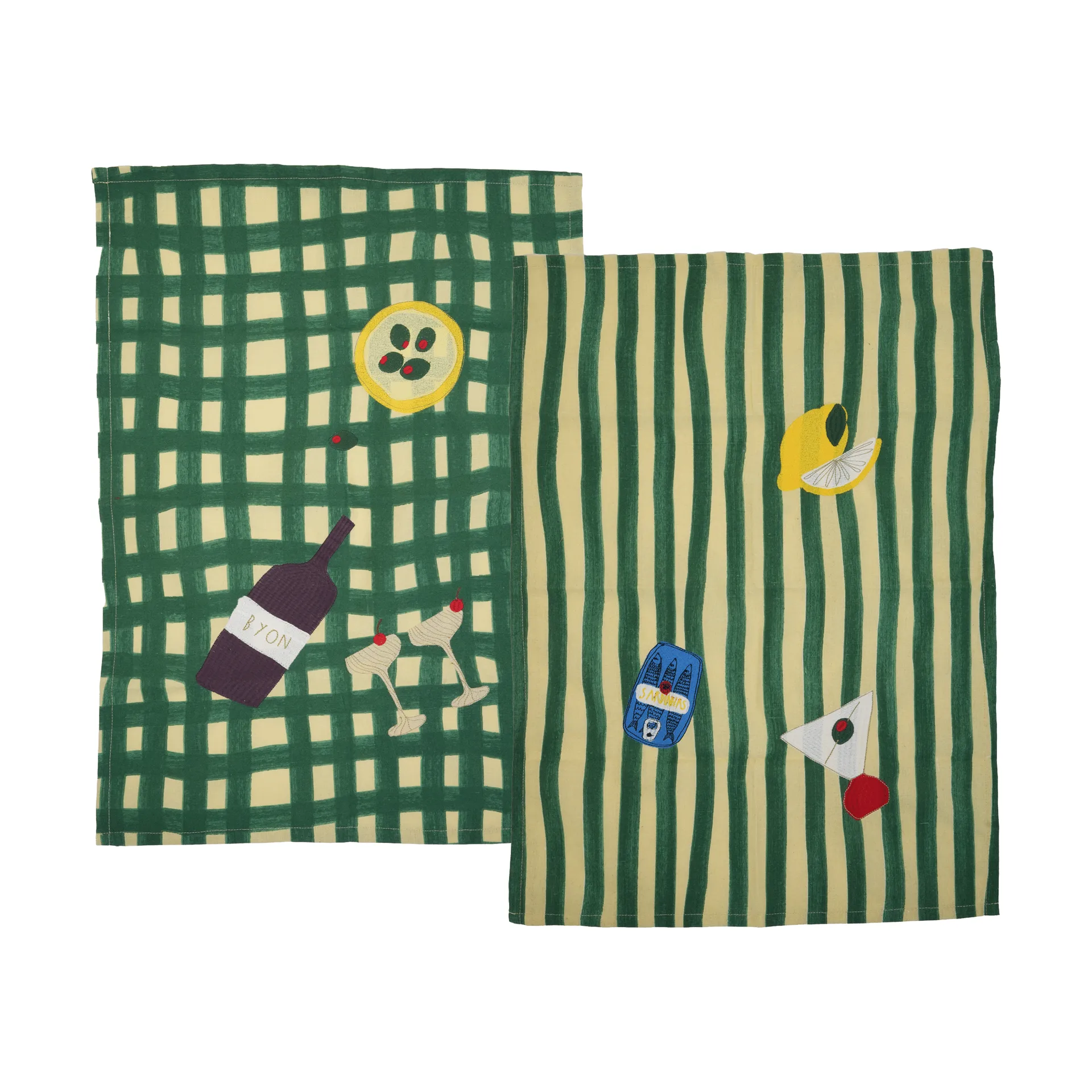 Sera kitchen towel 2-pack, Green, 50x70 cm Byon