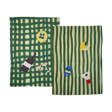 Sera kitchen towel 2-pack - Green, 50x70 cm - Byon