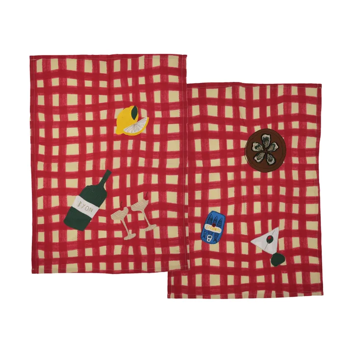 Sera kitchen towel 2-pack - Red, 50x70 cm - Byon