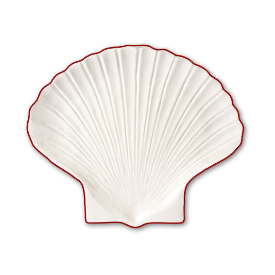 Byon Shell Line side plate S 13x16 cm White-red | Scandinavian Design | Small plates & side plates | Pink