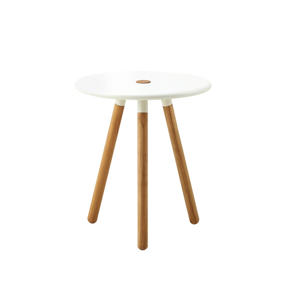 Cane-line Area table/stool o40 cm White, teak legs | Scandinavian Design | Garden chairs | White