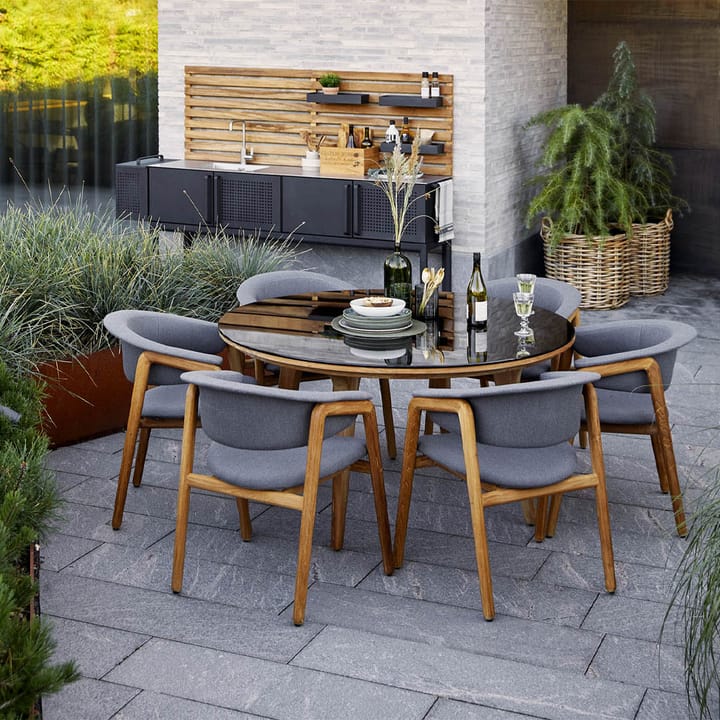 Aspect dining table round, Smokey black-teak Cane-line