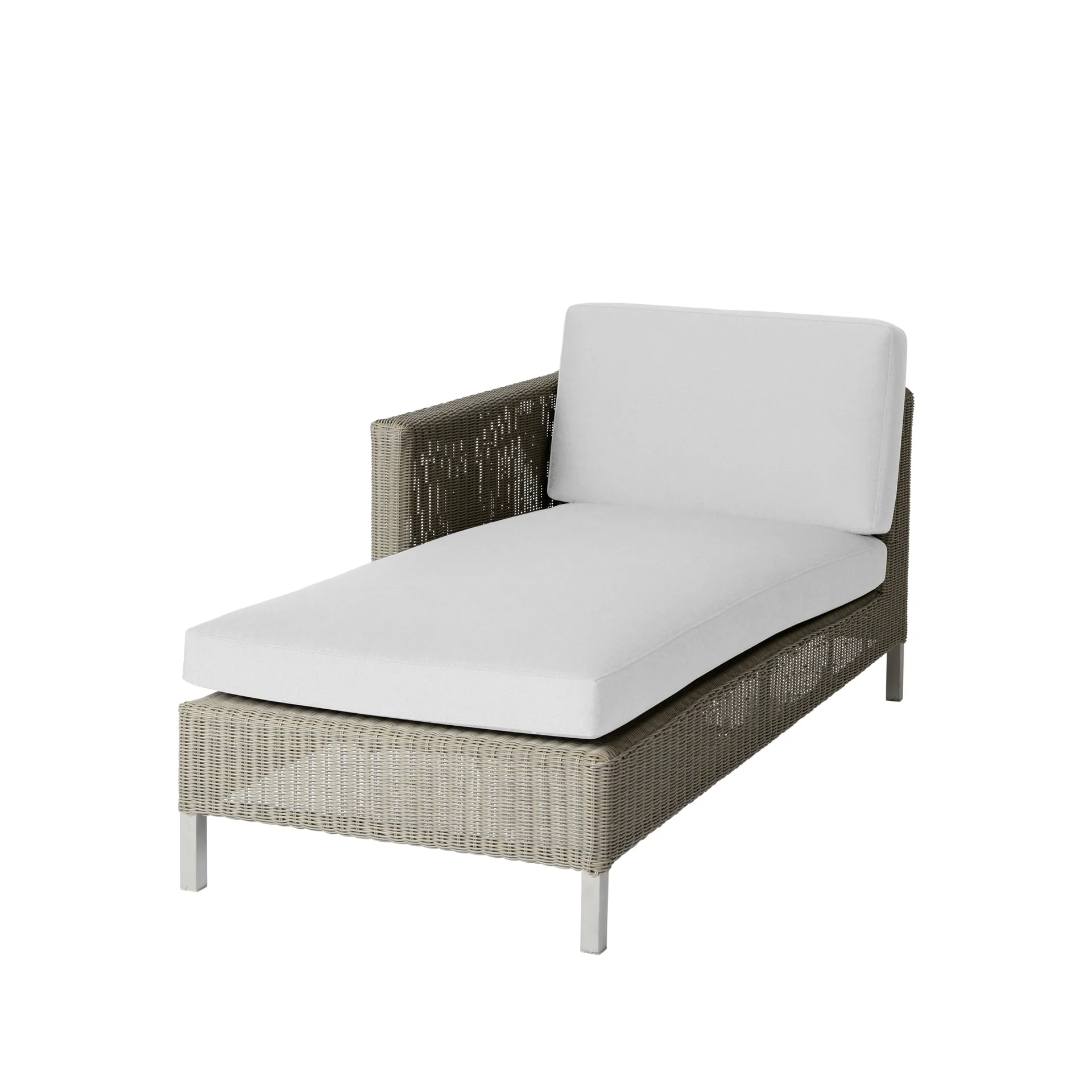 Connect chaise longue, Taupe, white cushions Cane-line