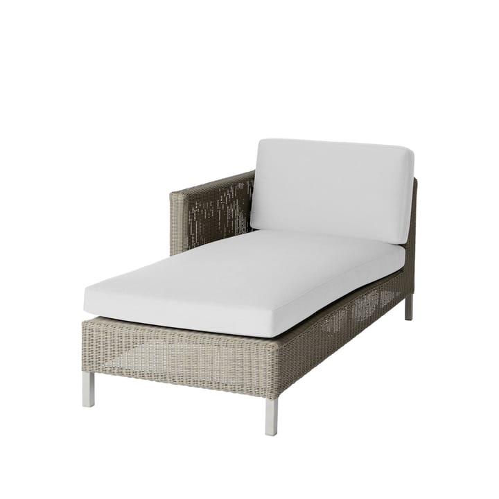 Connect chaise longue - Taupe, white cushions - Cane-line