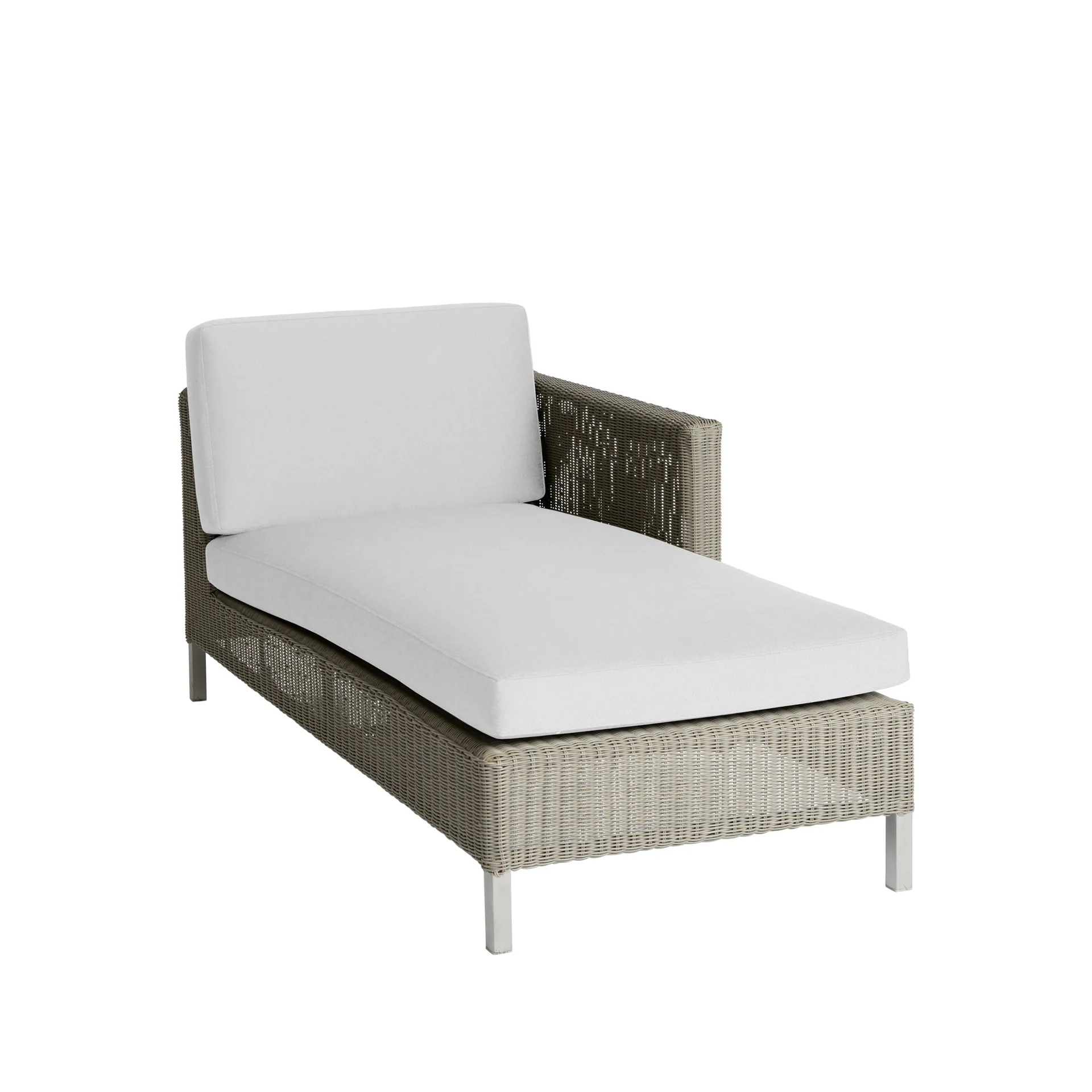 Connect chaise longue, Taupe, white cushions Cane-line