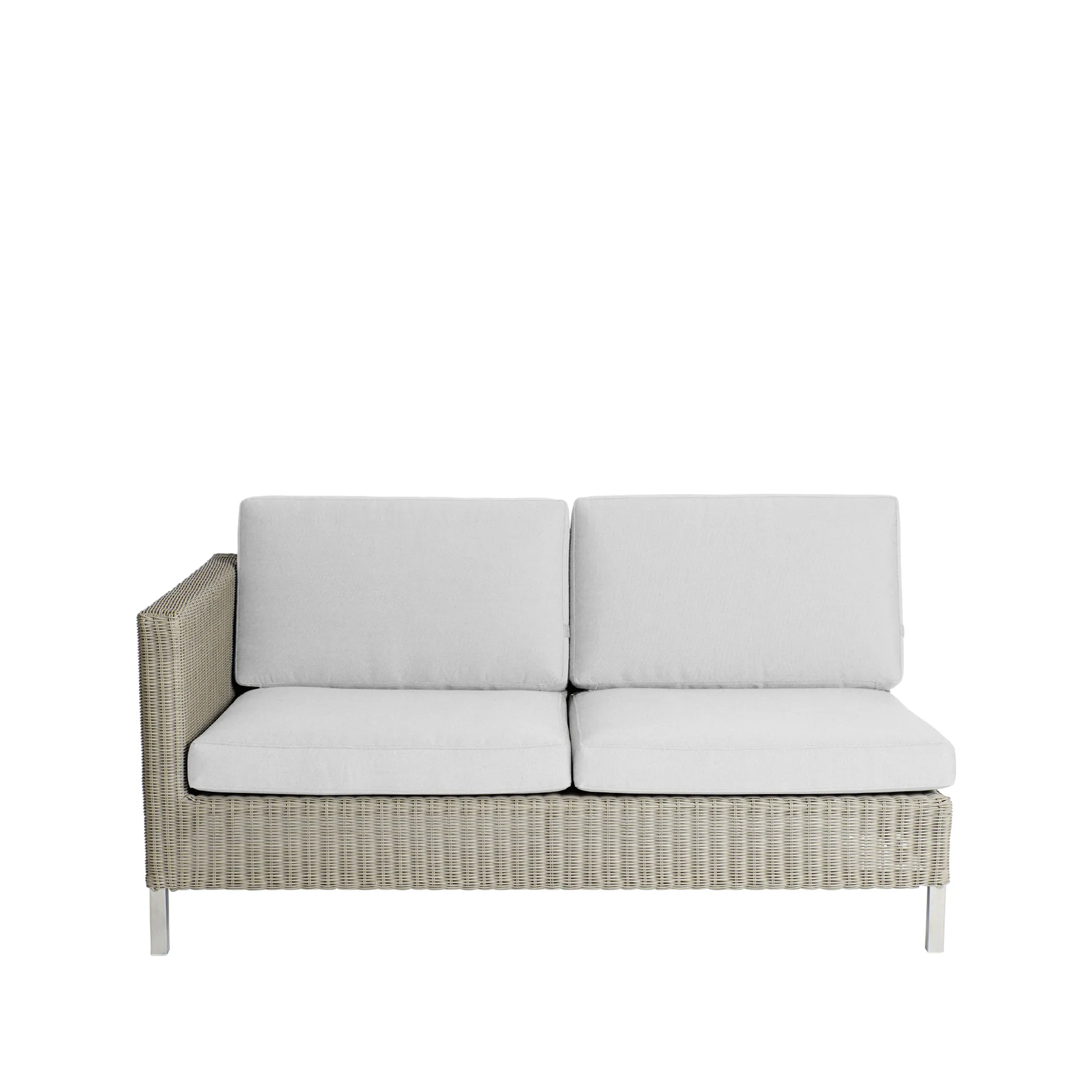 Connect modular sofa, 2-seater taupe, right, white cushions Cane-line