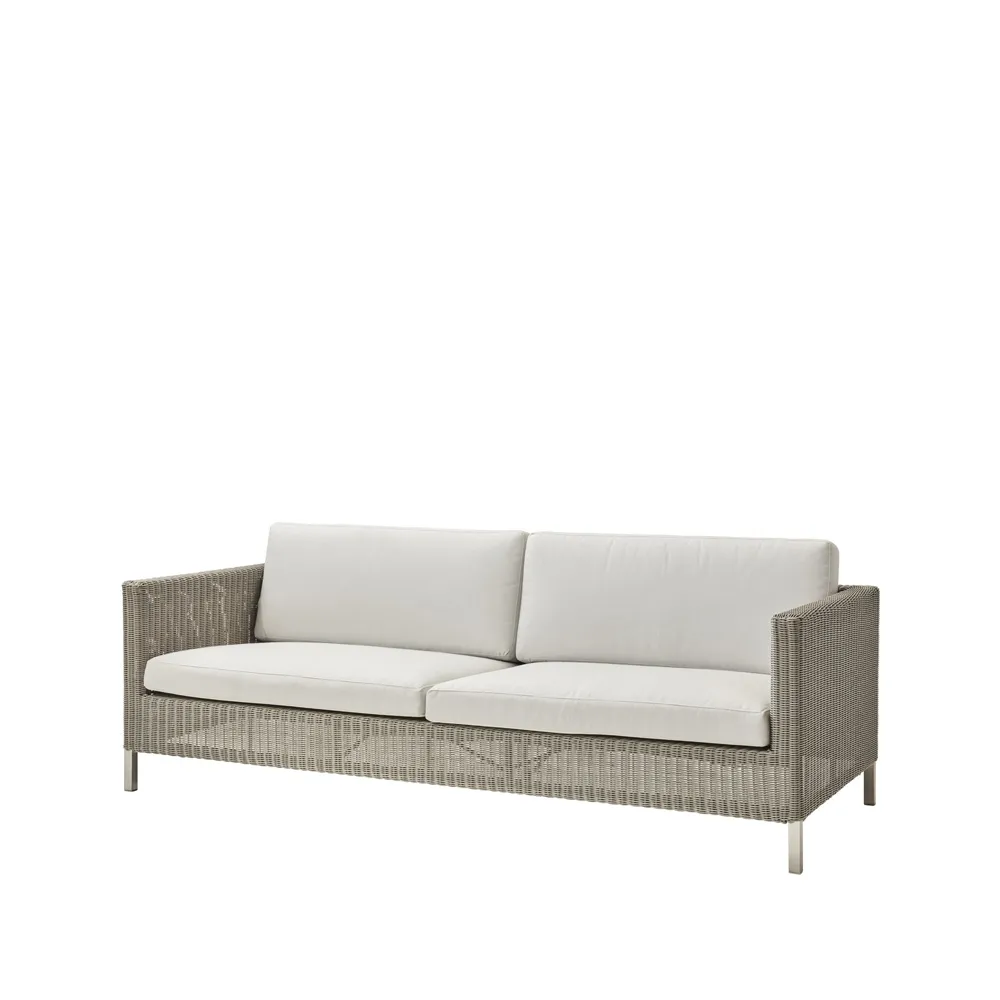 Cane-line Connect sofa 3-seater Taupe, cushion set Cane-Line Natté white