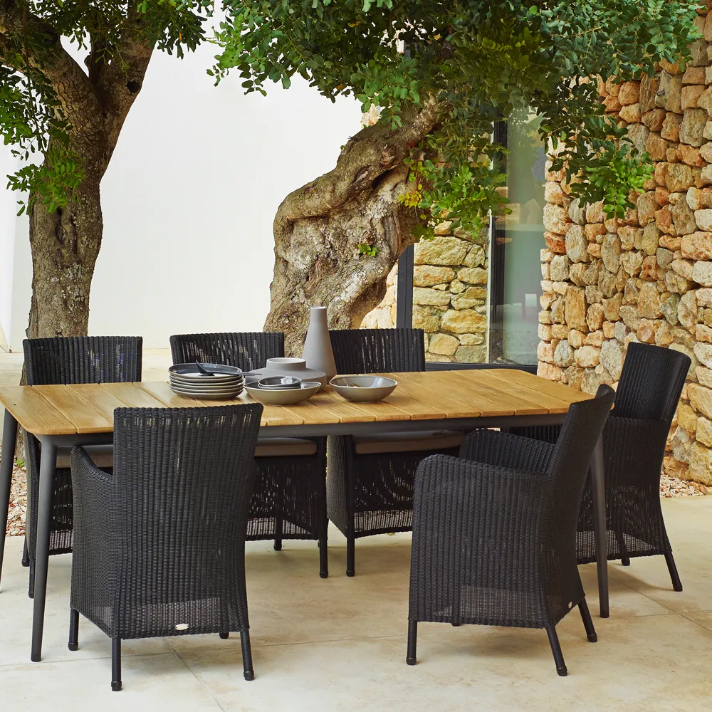 Core dining table teak 274x90x74 cm, Lava grey stand Cane-line