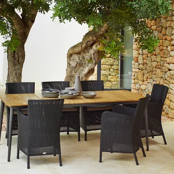 Core dining table teak 274x90x74 cm - Lava grey stand - Cane-line