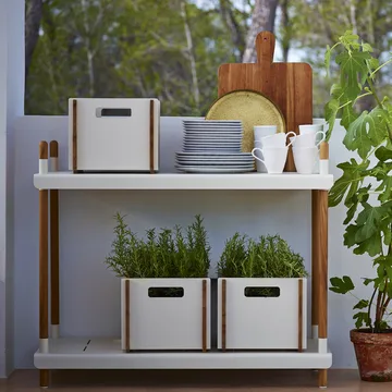 Frame shelving system - Lava grey, low, teak - Cane-line