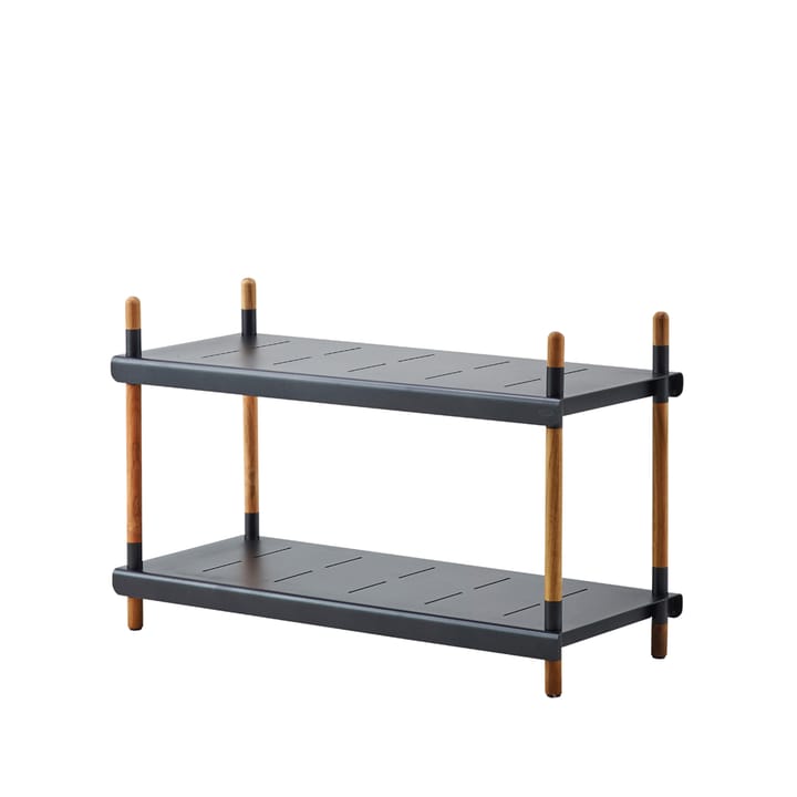 Frame shelving system - Lava grey, low, teak - Cane-line