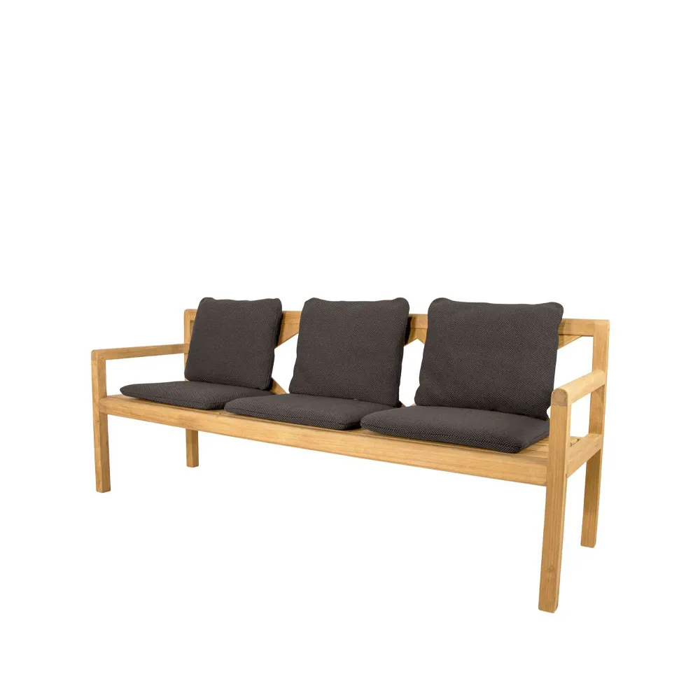 Cane-line Grace 3-seater bench Dark grey, teak | Scandinavian Design | Grey