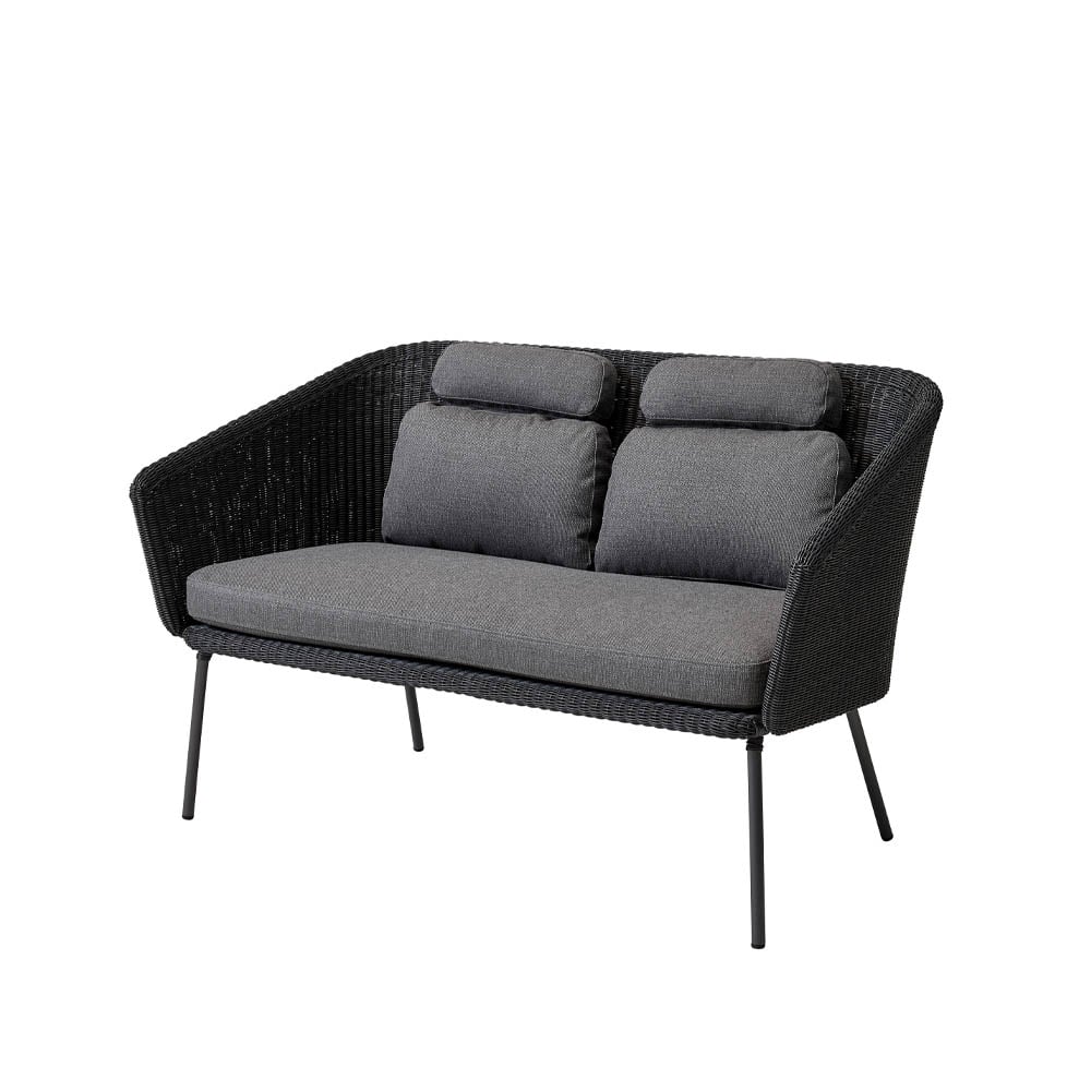 Cane-line Mega bench Graphic, incl. grey cushions | Scandinavian Design | Grey