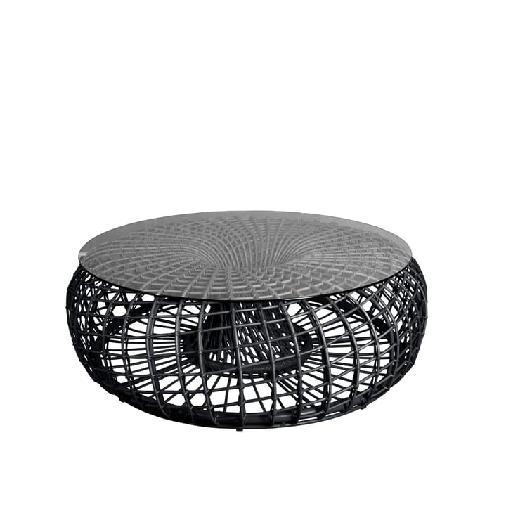 Nest table/footstool - Lava grey, large, incl. glass top - Cane-line