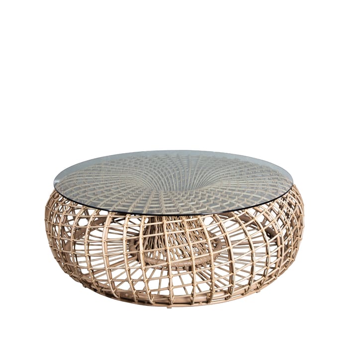 Nest table/footstool - Natural, large, incl. glass top - Cane-line