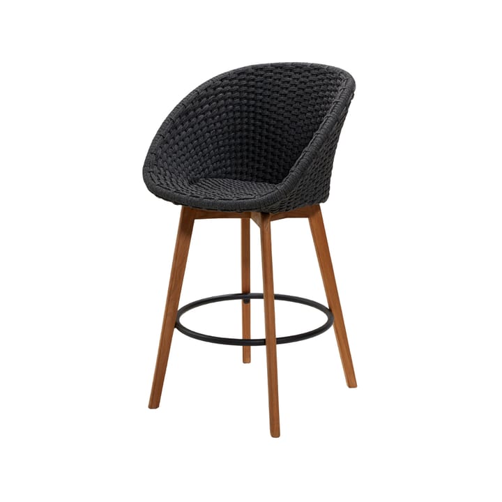 Peacock barstool - Dark grey, teak legs - Cane-line