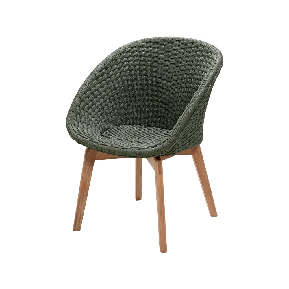 Cane-line Peacock chair soft rope Dark green, teak | Scandinavian Design | Garden chairs | Green