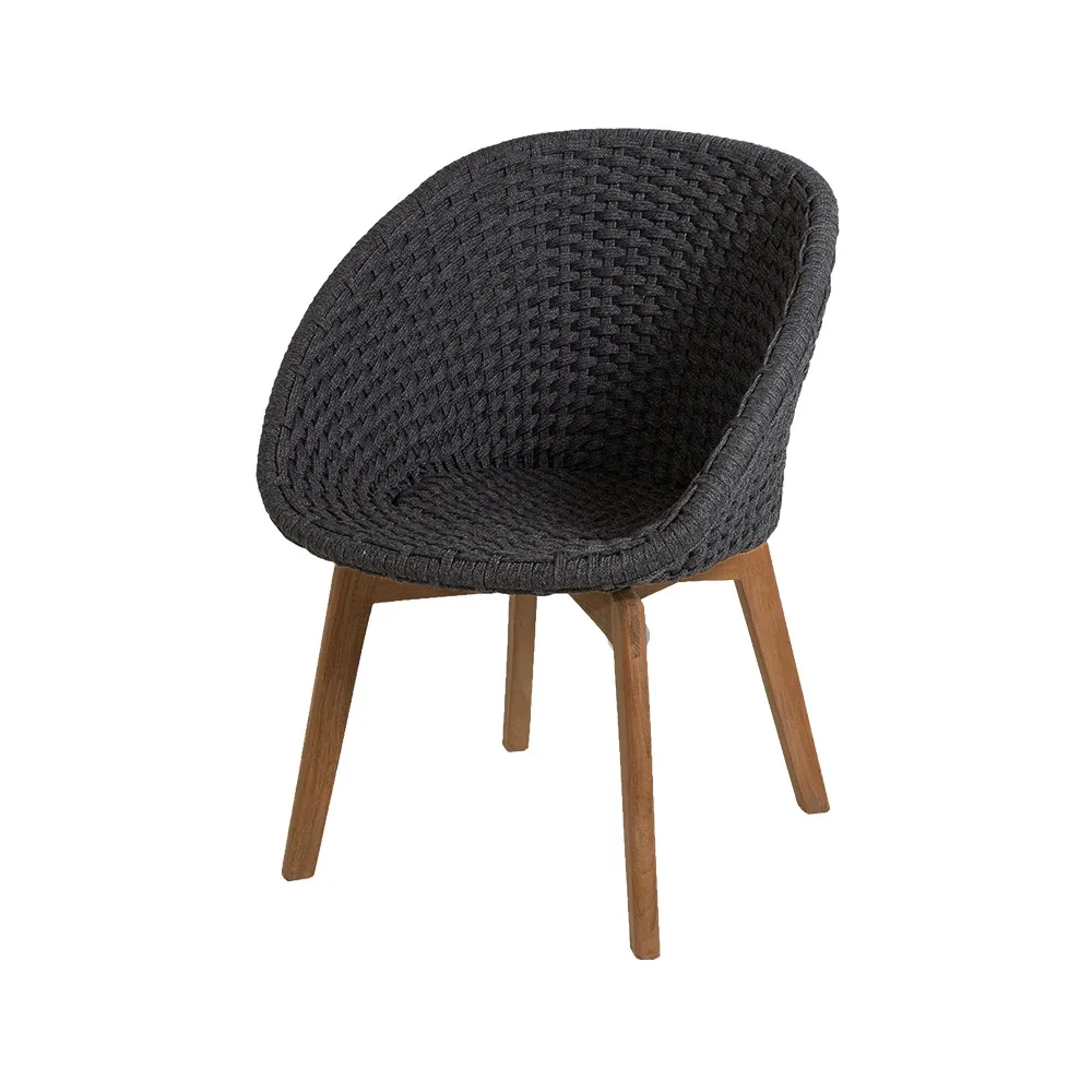 Cane-line Peacock chair soft rope Dark grey, teak | Scandinavian Design | Garden chairs | Grey