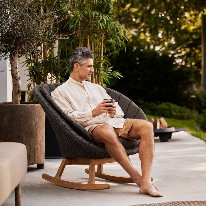 Peacock rocking chair, Dark grey, Cane-Line soft rope, teak Cane-line