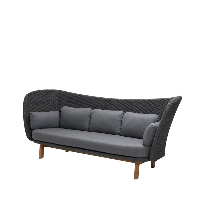 Peacock Rope 3-seater sofa - Cane-Line Natté dark grey, incl. grey cushions, legs in teak - Cane-line