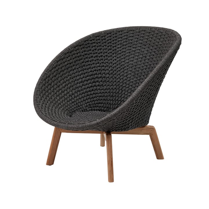 Peacock Rope lounge armchair - Dark grey, teak legs - Cane-line