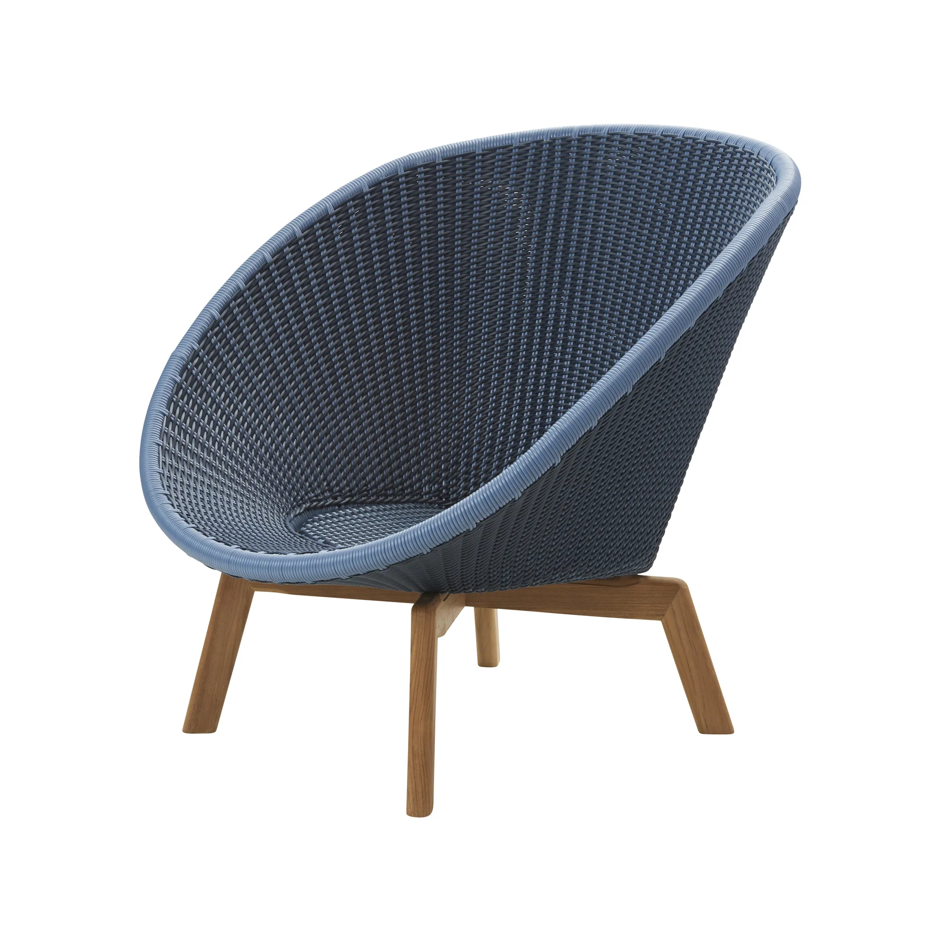 Peacock Weave lounge chair, Midnight/dusty blue, legs in teak Cane-line