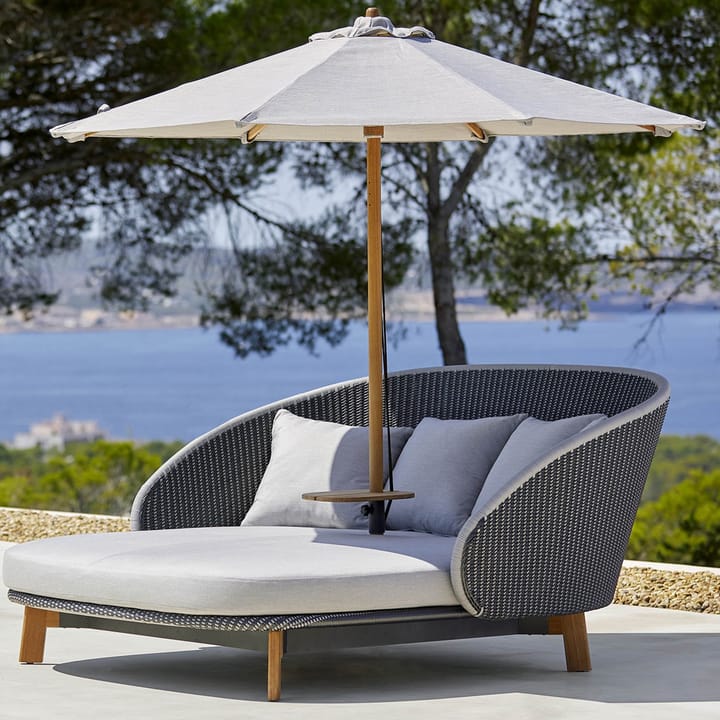 Peacock Weave sun lounger - Cane-Line Natté grey/light grey, incl. light grey cushions & table - Cane-line