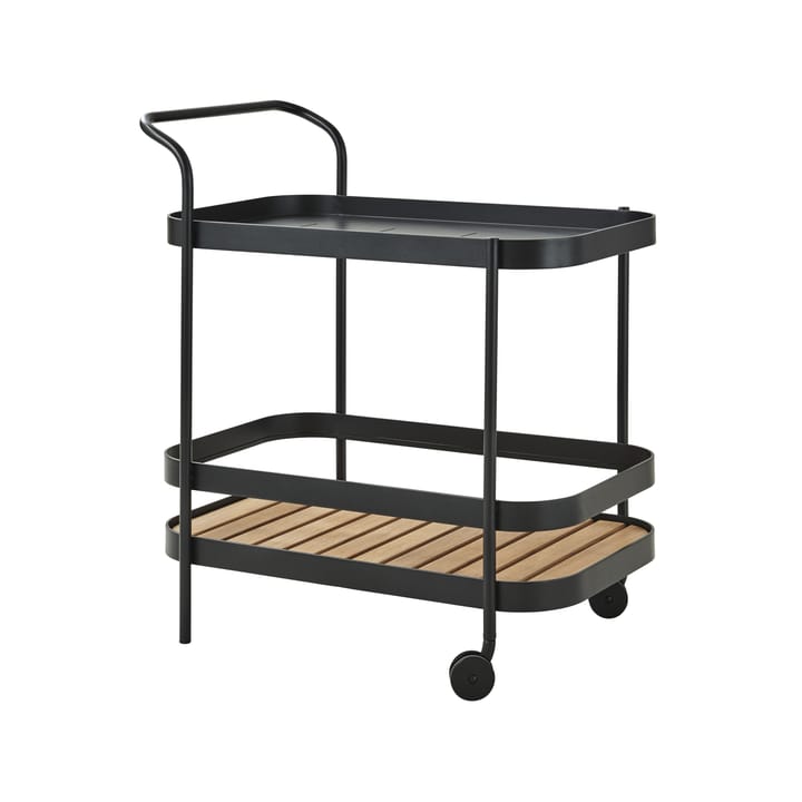 Roll serving trolley - Lava grey, incl. teak tabletop - Cane-line