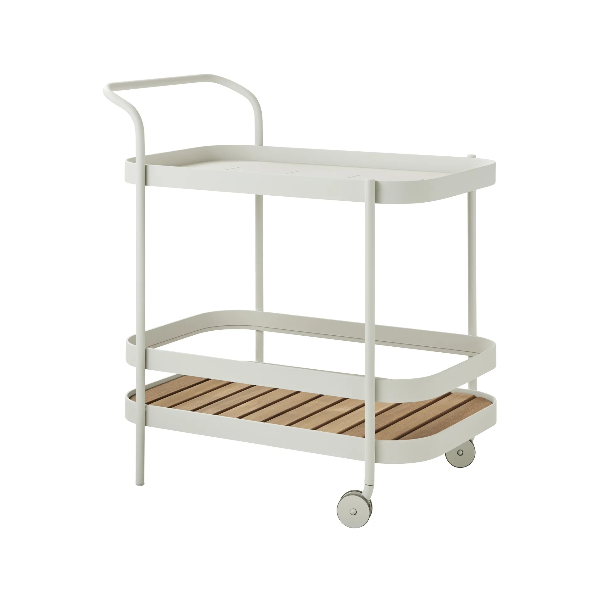 Roll serving trolley, White, incl. teak tabletop Cane-line