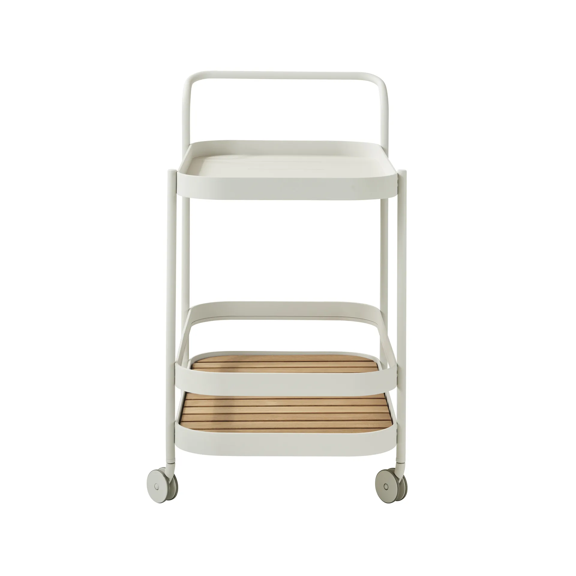 Roll serving trolley, White, incl. teak tabletop Cane-line
