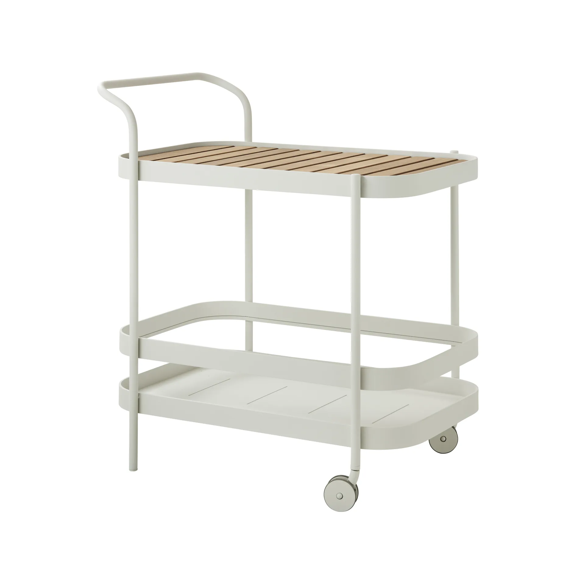 Roll serving trolley, White, incl. teak tabletop Cane-line