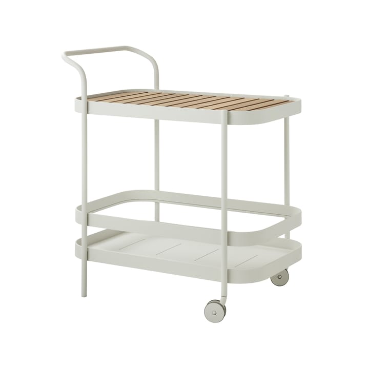 Roll serving trolley - White, incl. teak tabletop - Cane-line