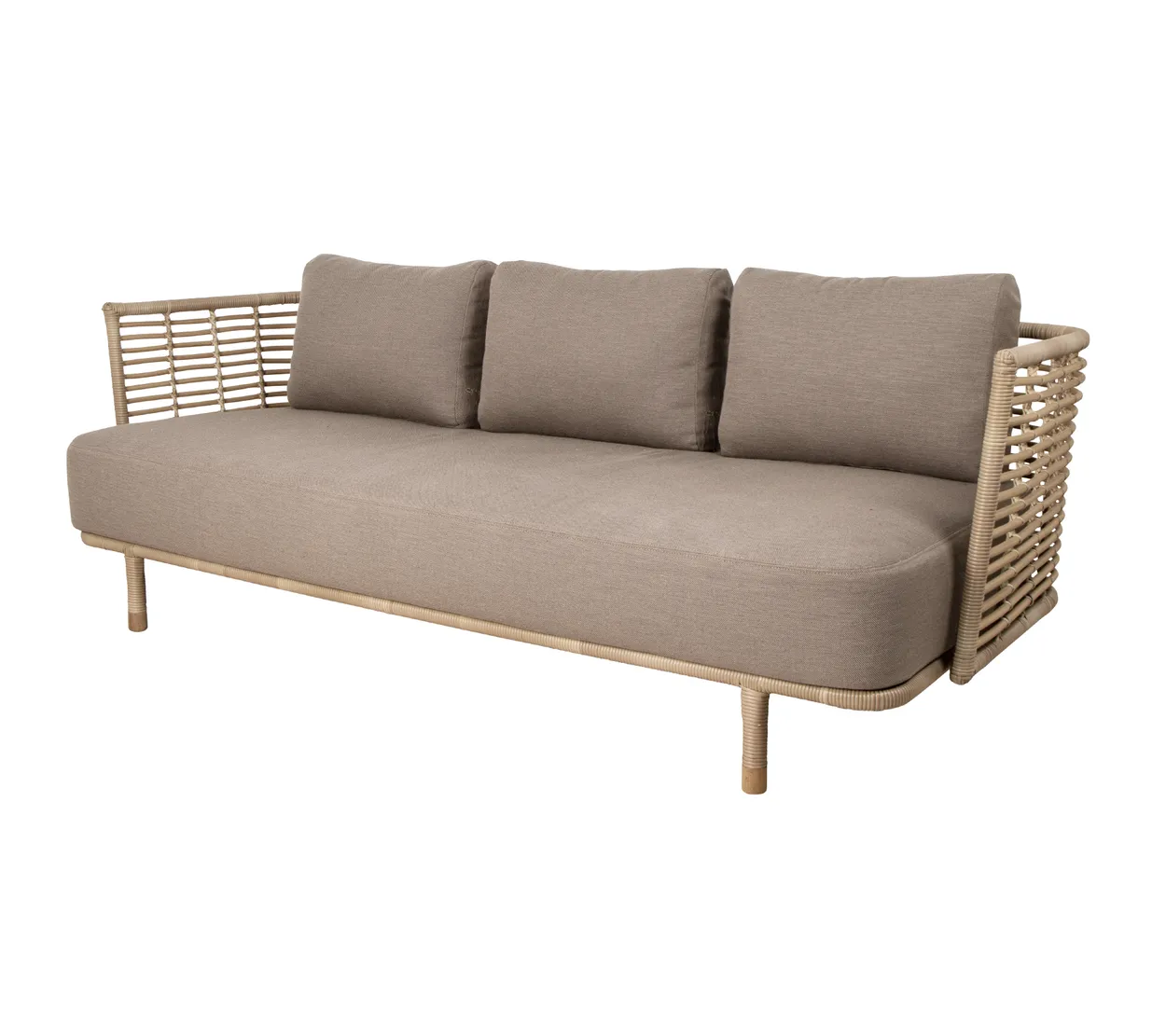 Cane-line Sense sofa 3-seater weave AirTouch taupe | Scandinavian Design | Beige