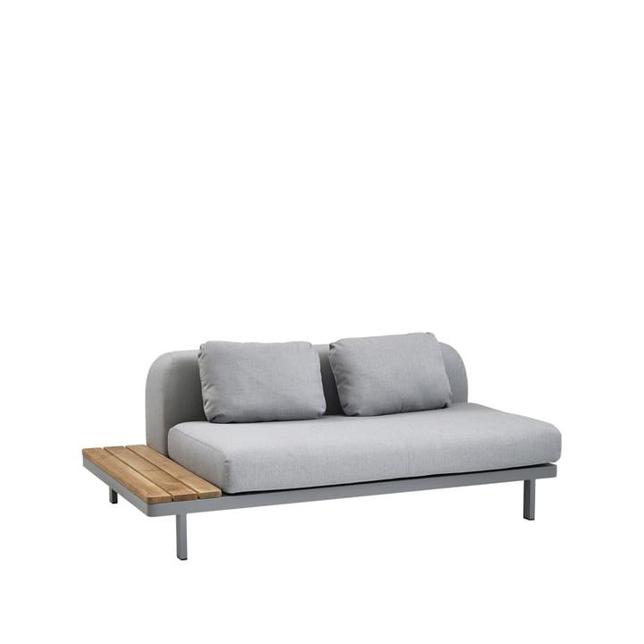 Space modular Sofa 2-seater Light Grey - Left side panel teak-grey aluminum frame - Cane-line