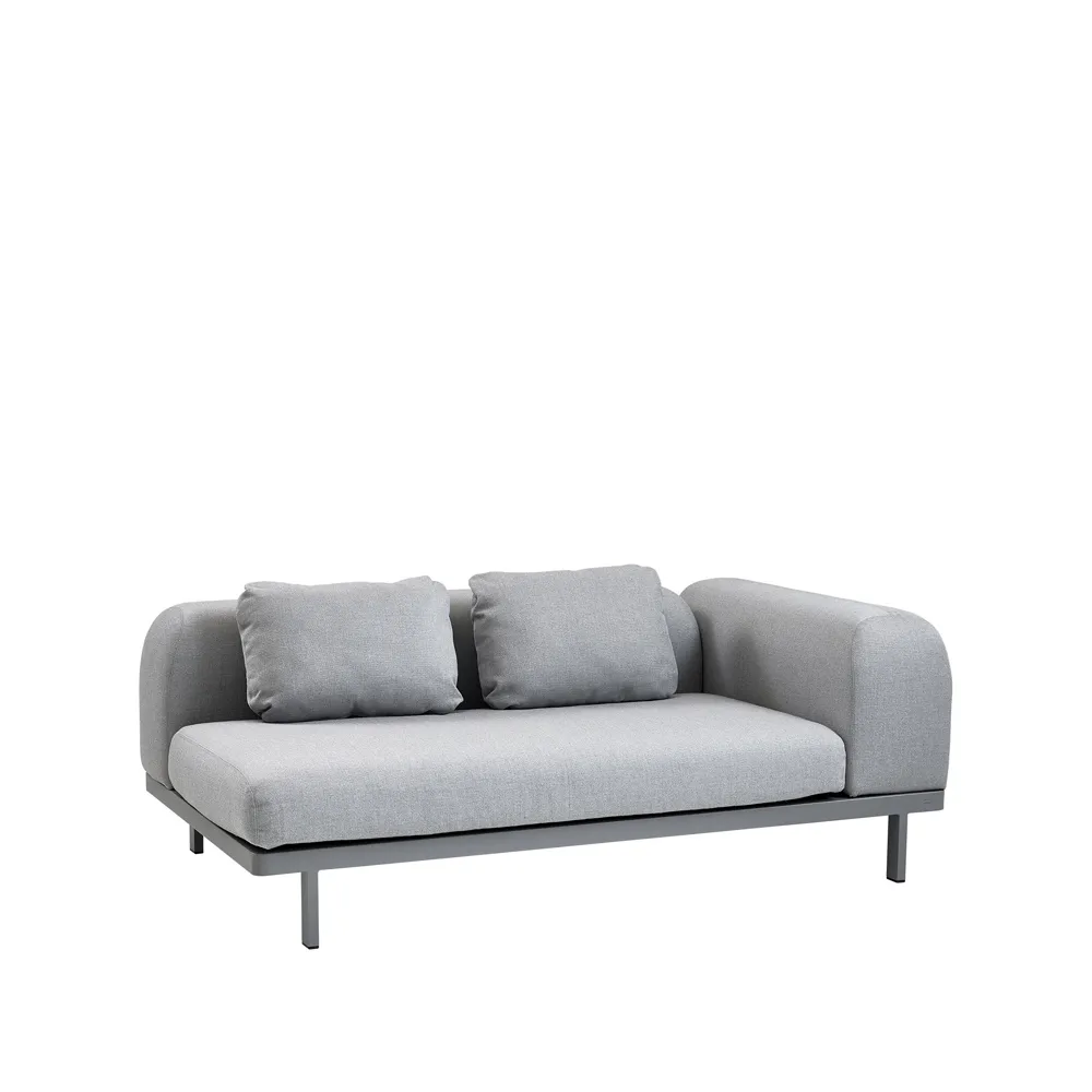Space modular Sofa 2-seater Light Grey, Right-grey aluminum stand Cane-line