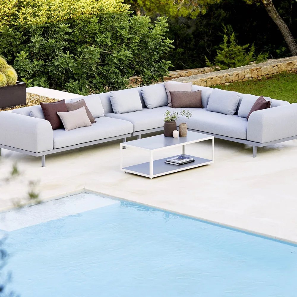 Space modular Sofa 2-seater Light Grey, Right-grey aluminum stand Cane-line