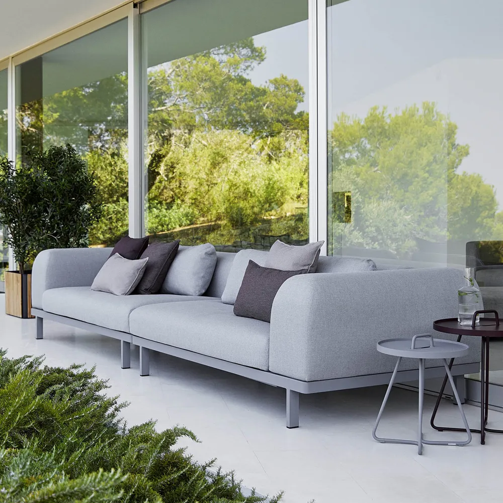 Space modular Sofa 2-seater Light Grey, Right-grey aluminum stand Cane-line