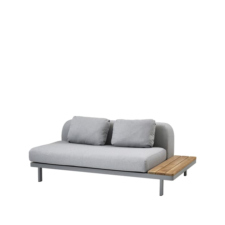 Space modular Sofa 2-seater Light Grey, Right side panel teak-grey aluminum frame Cane-line