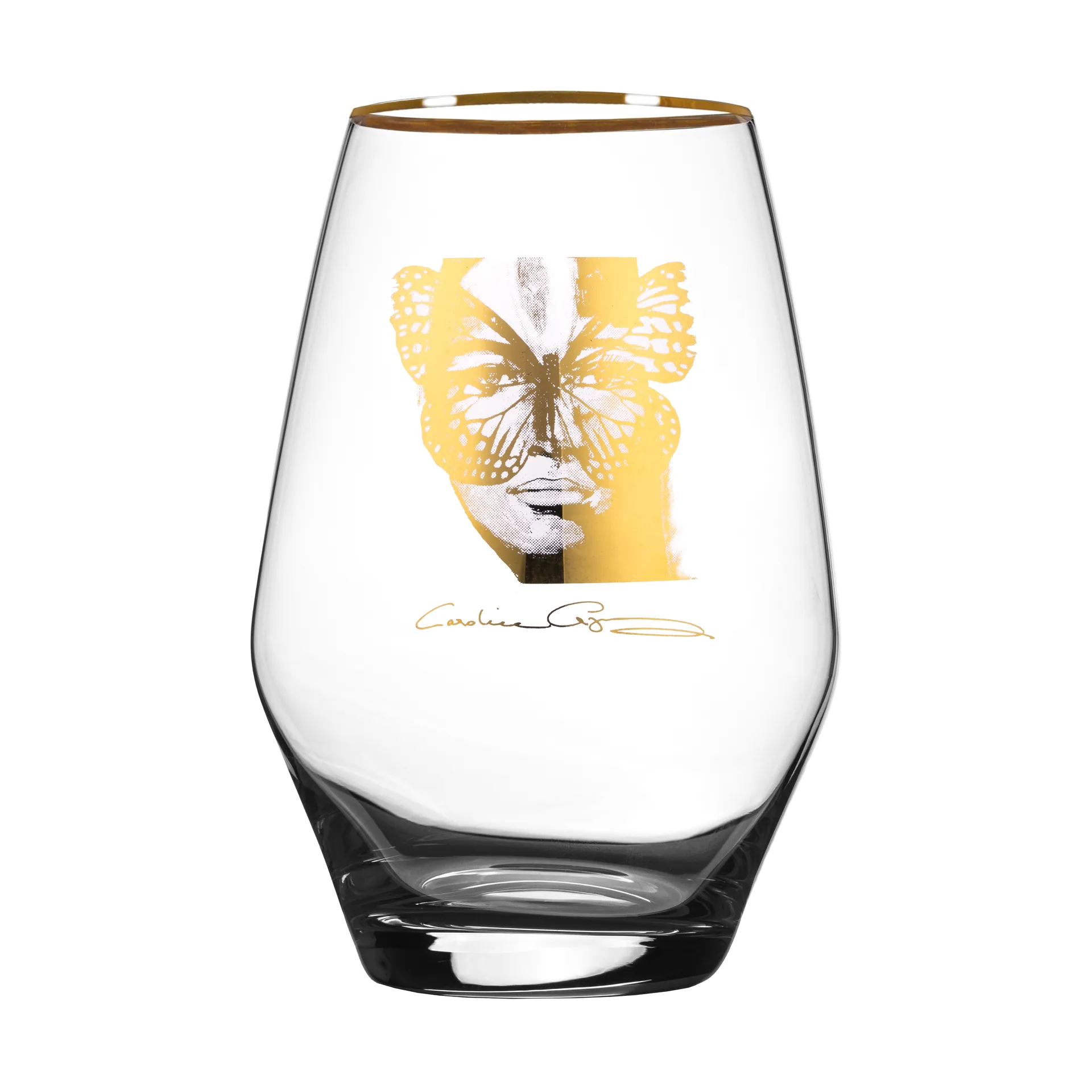 Golden Butterfly all-glass drinking glass 35 cl, Gold Carolina Gynning