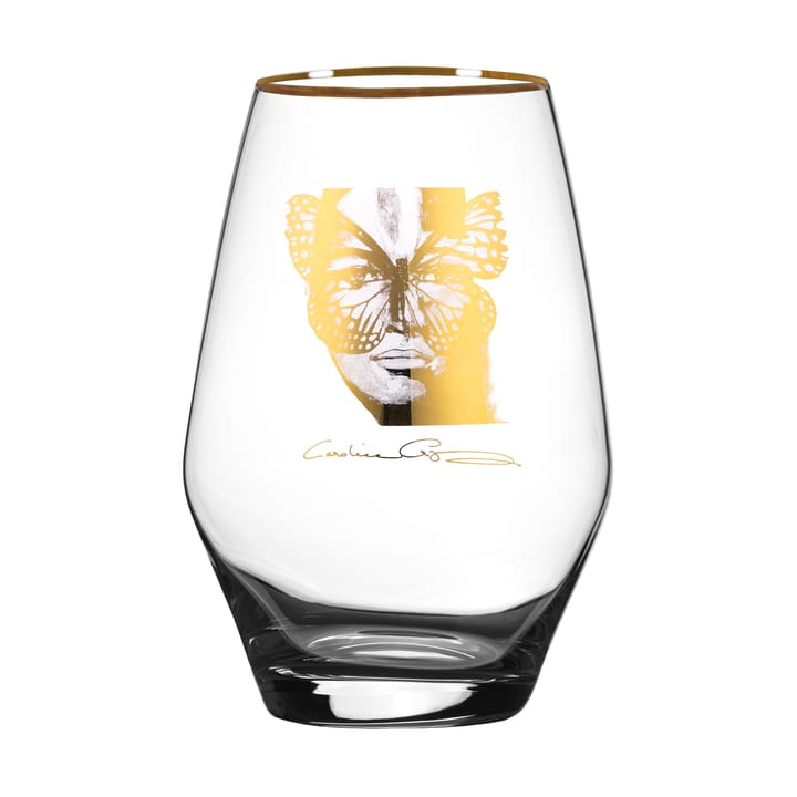 Golden Butterfly all-glass drinking glass 35 cl - Gold - Carolina Gynning