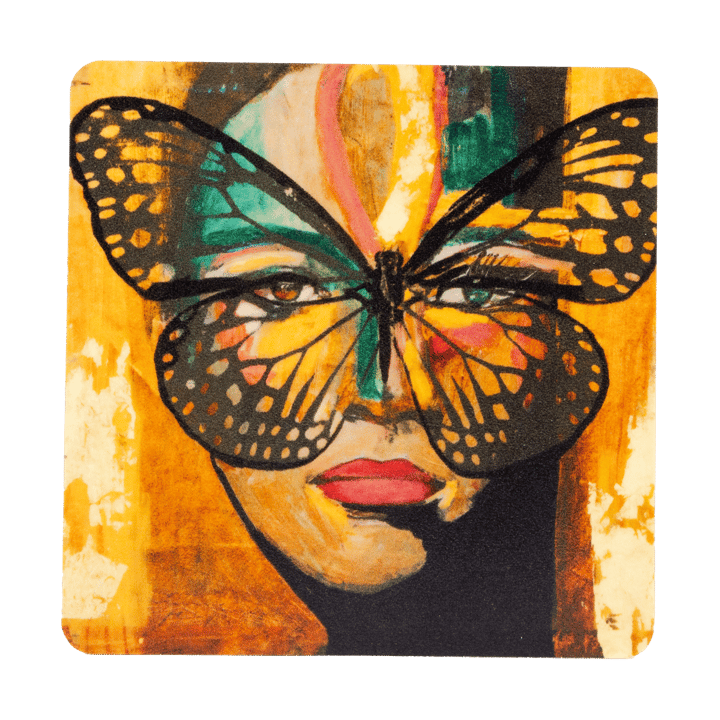 Golden Butterfly coaster 9x9 cm - Orange-black - Carolina Gynning