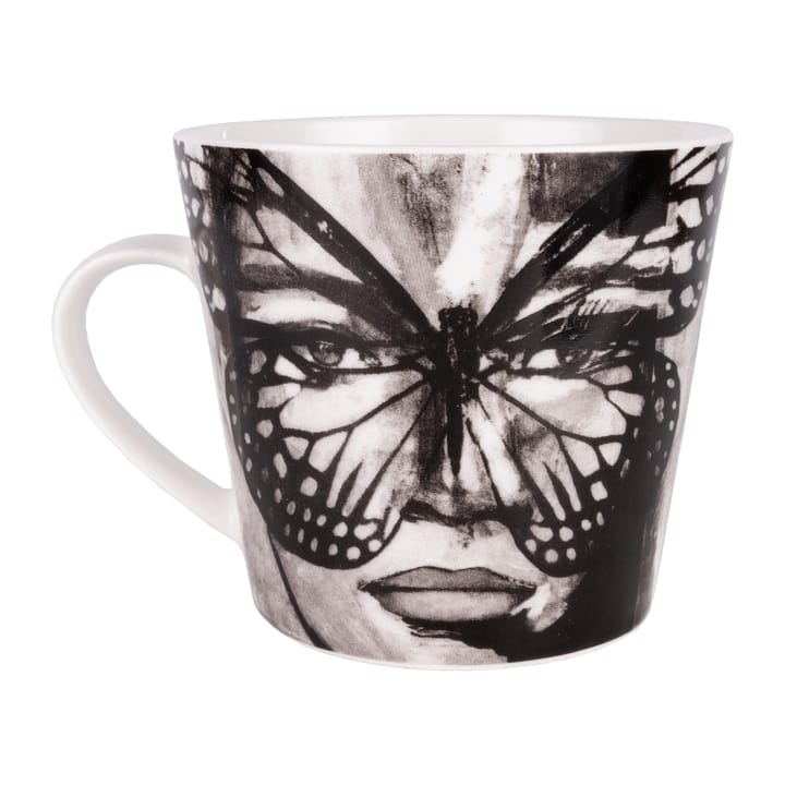 Golden Butterfly mug 40 cl - Black-white - Carolina Gynning