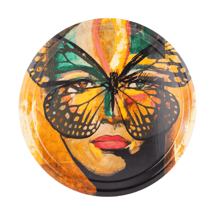 Golden Butterfly tray Ø31 cm - Orange-black - Carolina Gynning