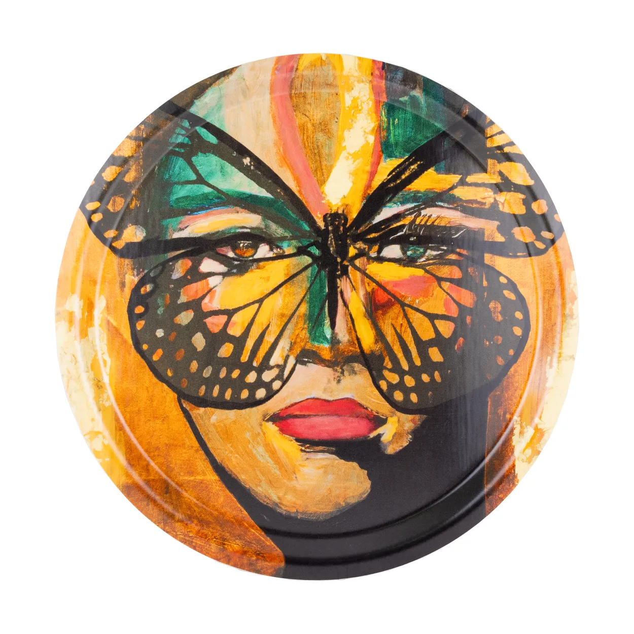 Carolina Gynning Golden Butterfly tray o31 cm Orange-black