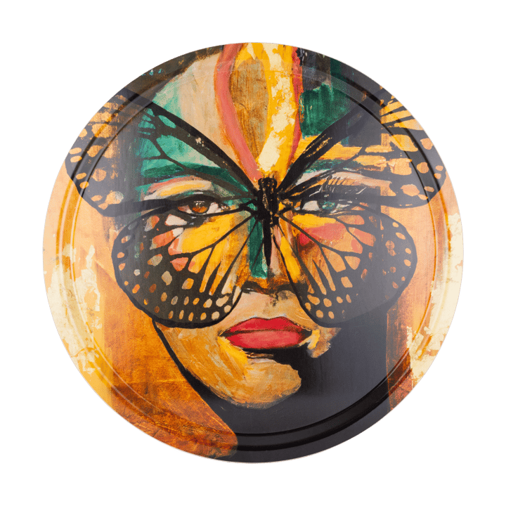 Golden Butterfly tray Ø46 cm - Orange-black - Carolina Gynning