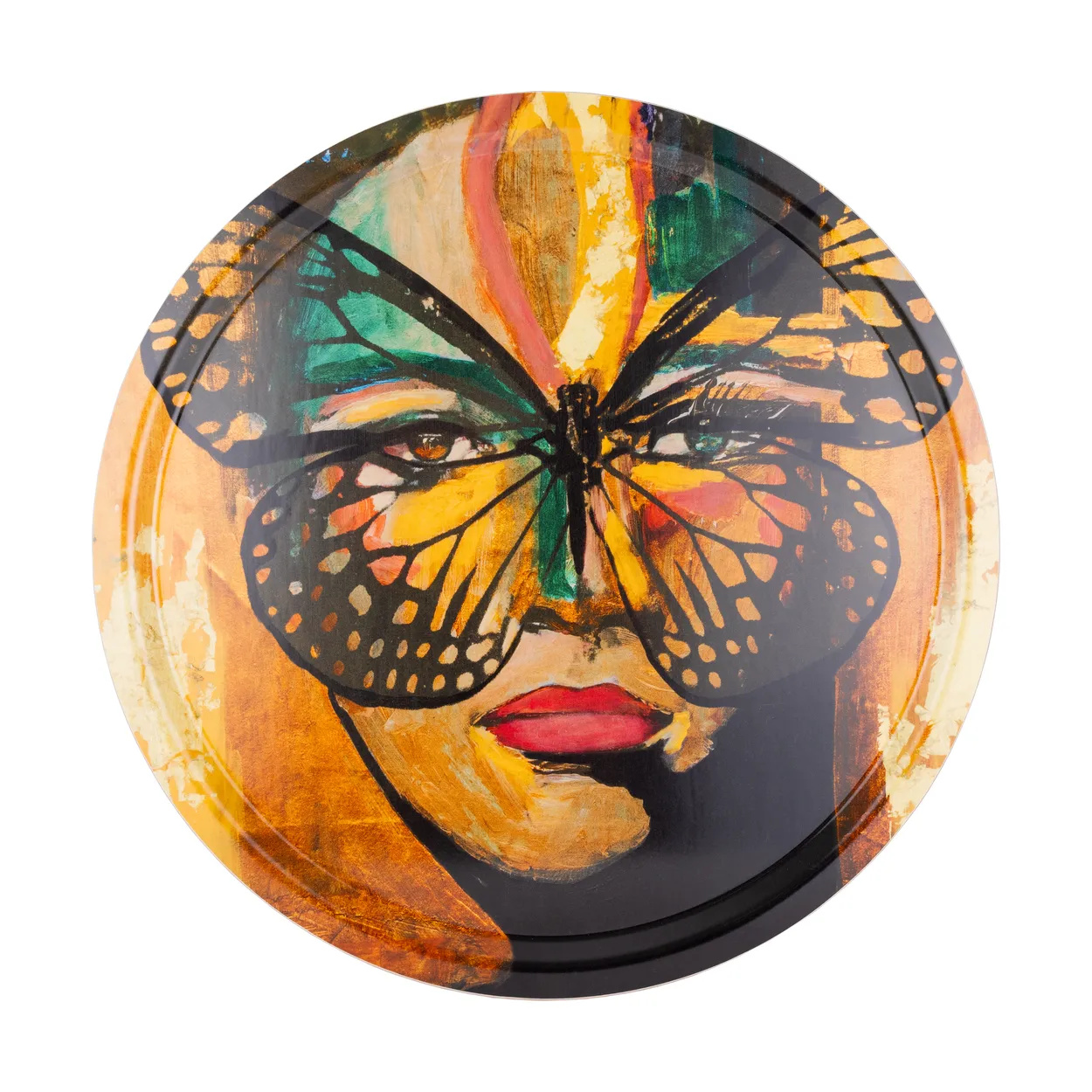 Carolina Gynning Golden Butterfly tray o46 cm Orange-black