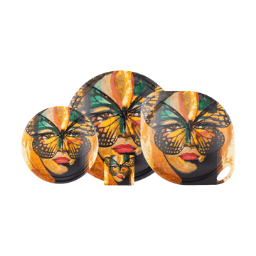 Golden Butterfly tray Ø46 cm - Orange-black - Carolina Gynning