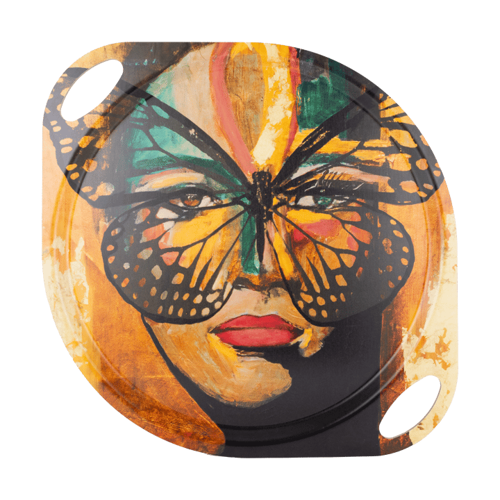 Golden Butterfly tray with handles 38x47 cm - Orange-black - Carolina Gynning