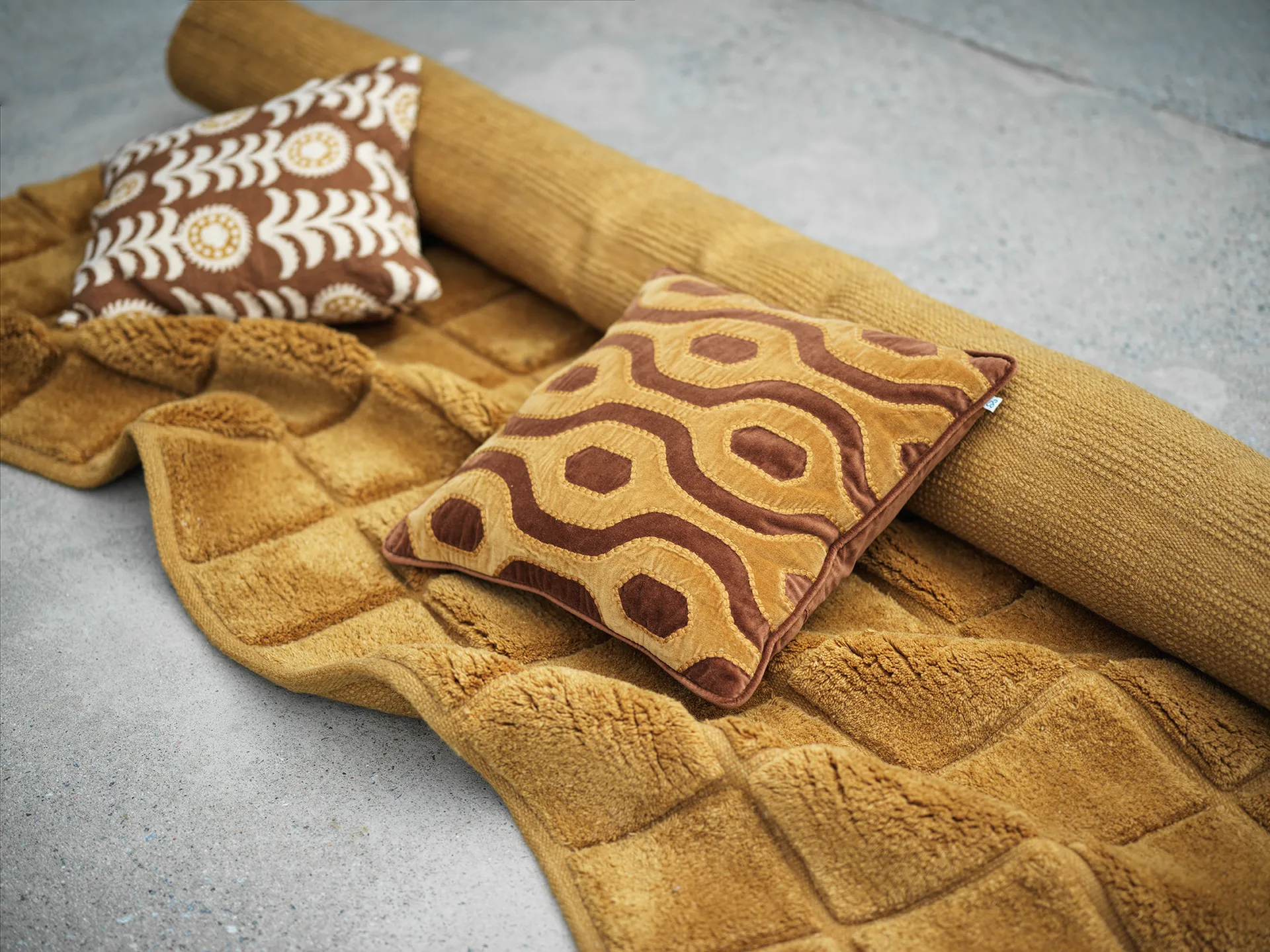 Alok cushion cover 50x50 cm, Taupe-spicy yellow Chhatwal & Jonsson